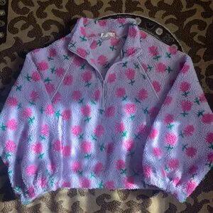 Lilac with Floral Print Sherpa Sweater